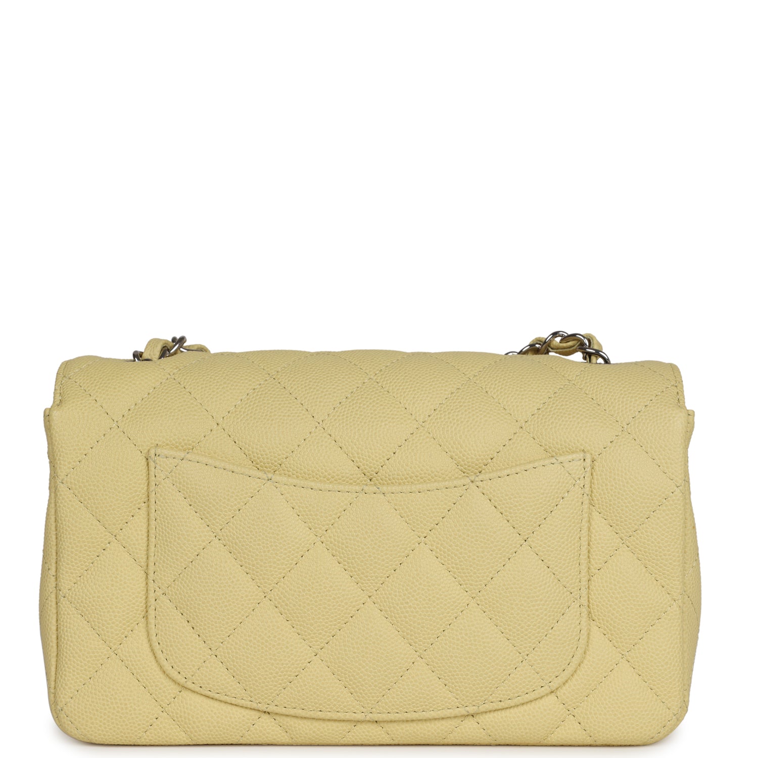 Chanel Mini Rectangular Flap Yellow Caviar Silver Hardware