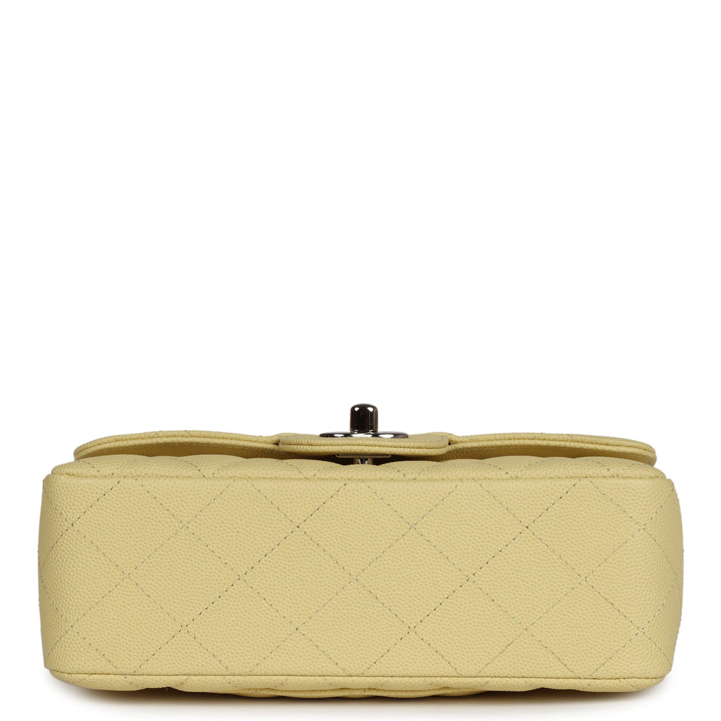 Chanel Mini Rectangular Flap Yellow Caviar Silver Hardware