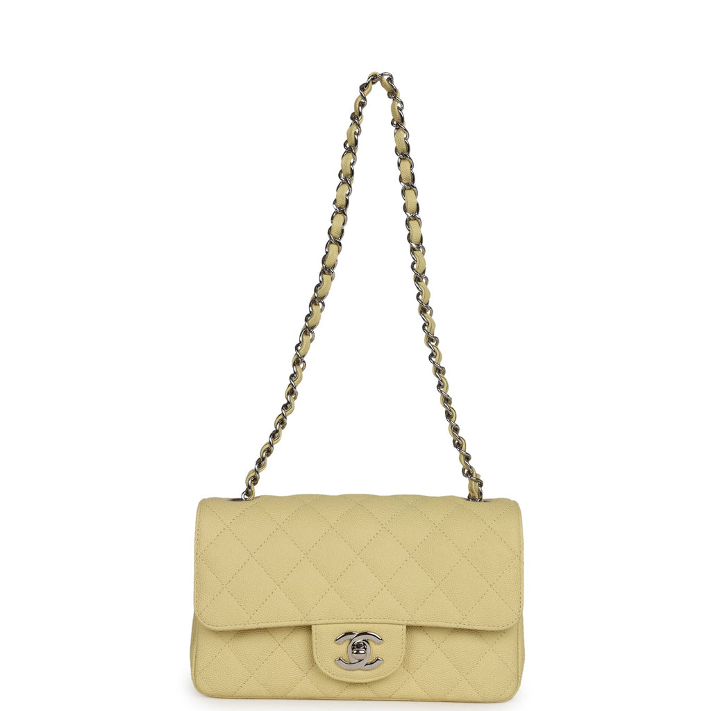 Chanel Mini Rectangular Flap Yellow Caviar Silver Hardware