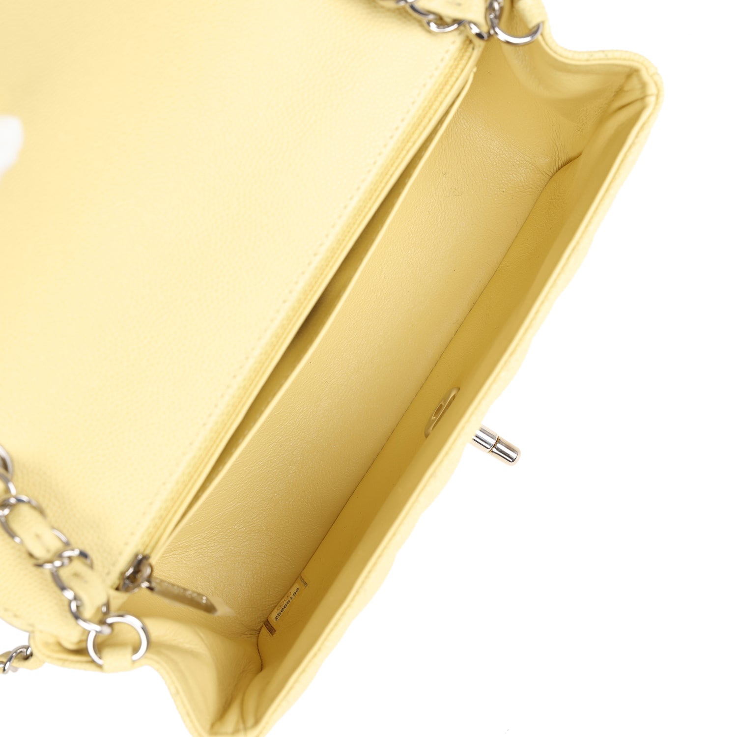 Chanel Mini Rectangular Flap Yellow Caviar Silver Hardware