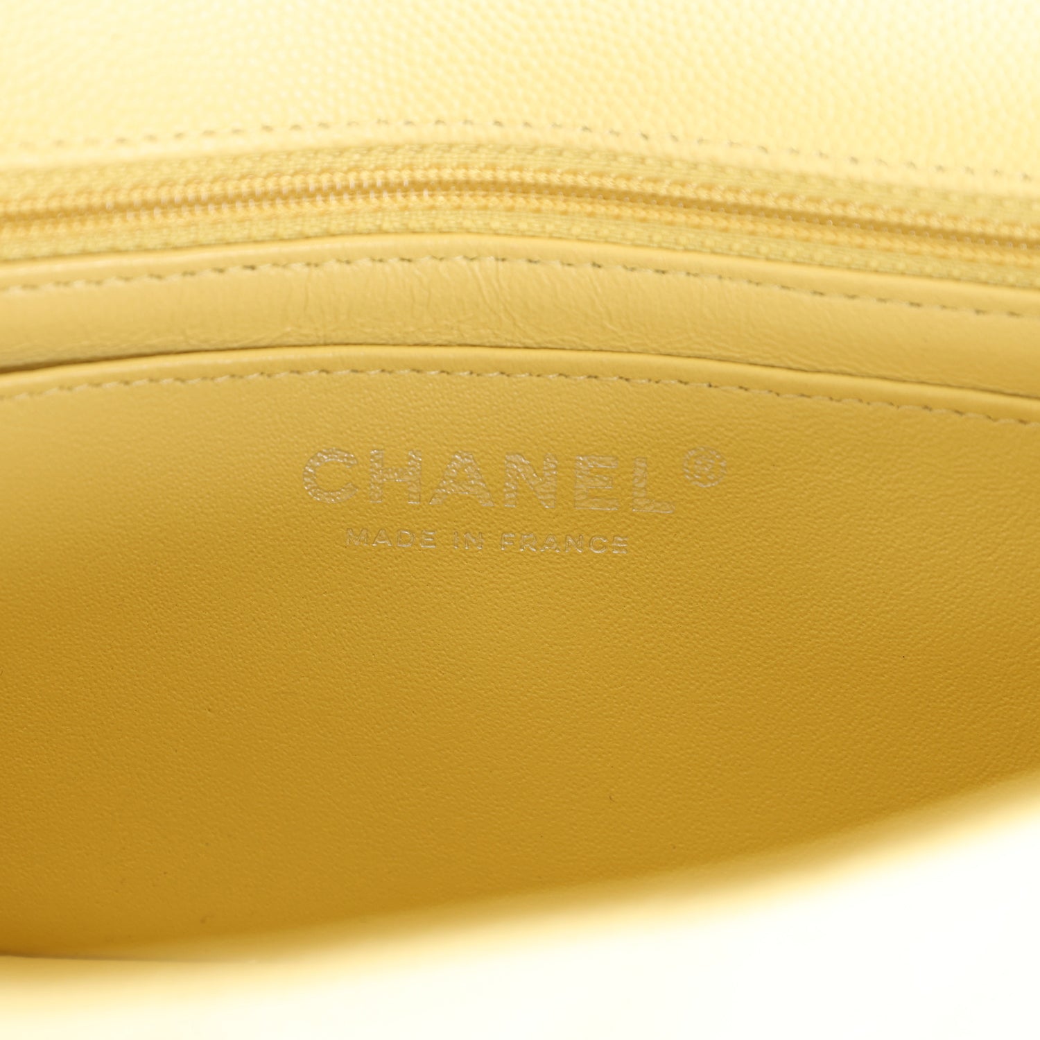 Chanel Mini Rectangular Flap Yellow Caviar Silver Hardware