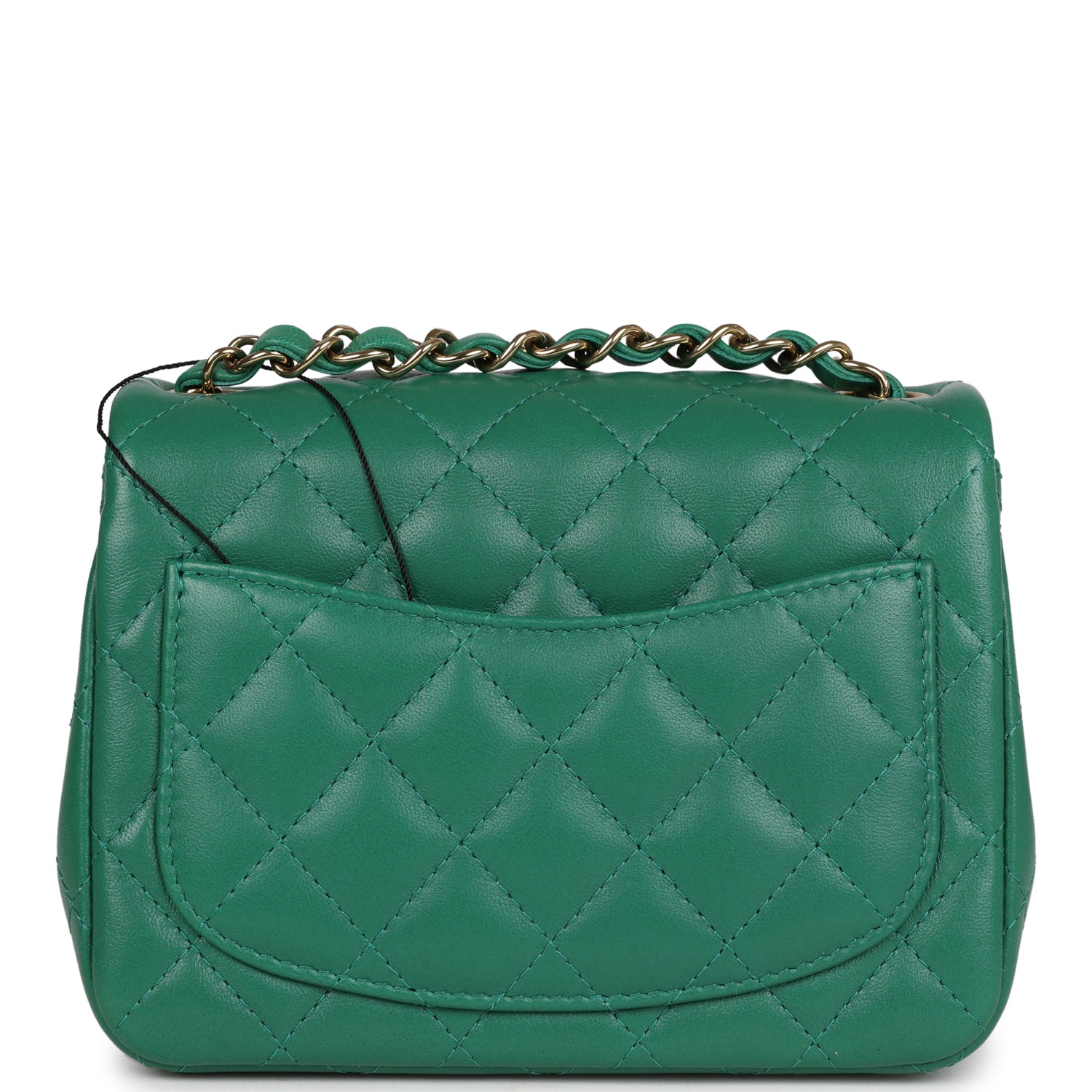 Chanel Mini Square Flap Bag Green Lambskin Gold Hardware