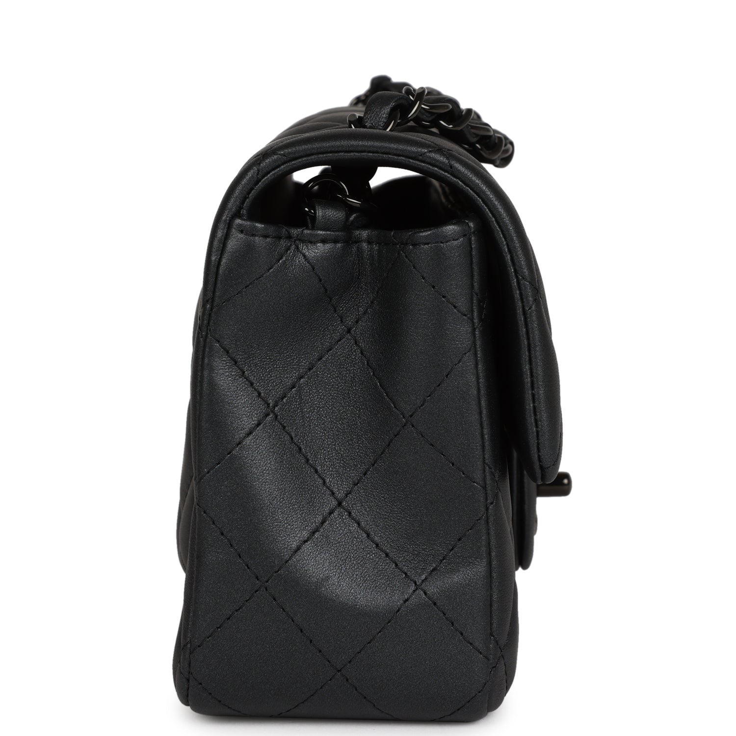 Chanel Mini Rectangular Flap So Black Iridescent Lambskin Black Hardware