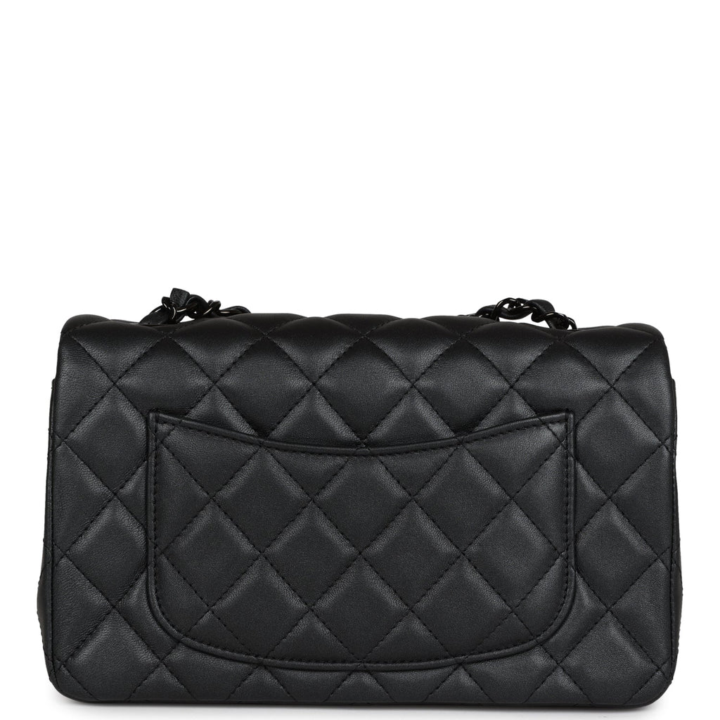 Chanel Mini Rectangular Flap So Black Iridescent Lambskin Black Hardware
