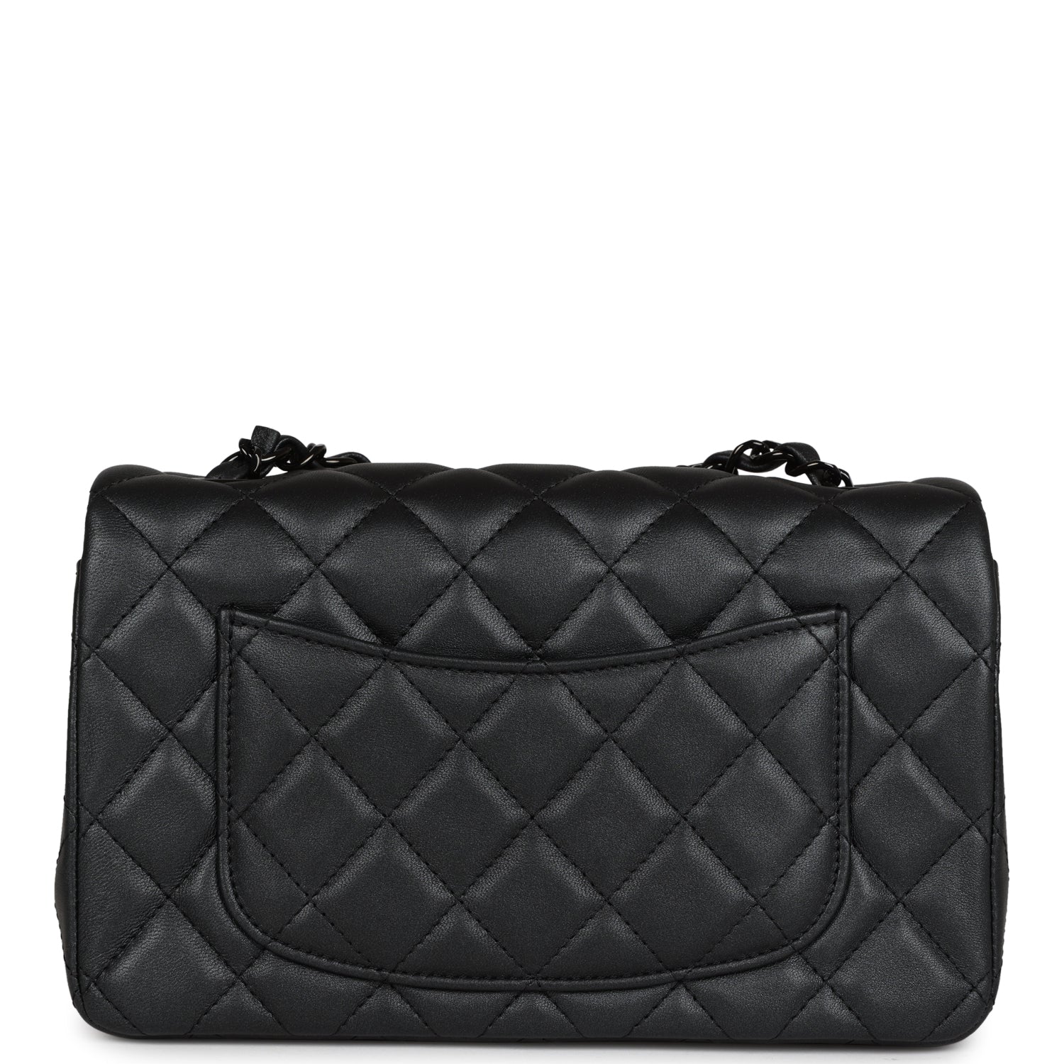 Chanel Mini Rectangular Flap So Black Iridescent Lambskin Black Hardware