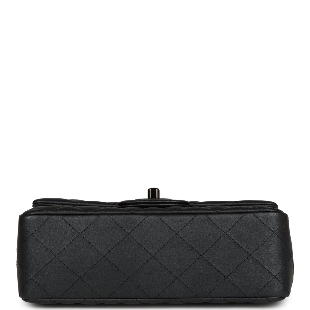 Chanel Mini Rectangular Flap So Black Iridescent Lambskin Black Hardware