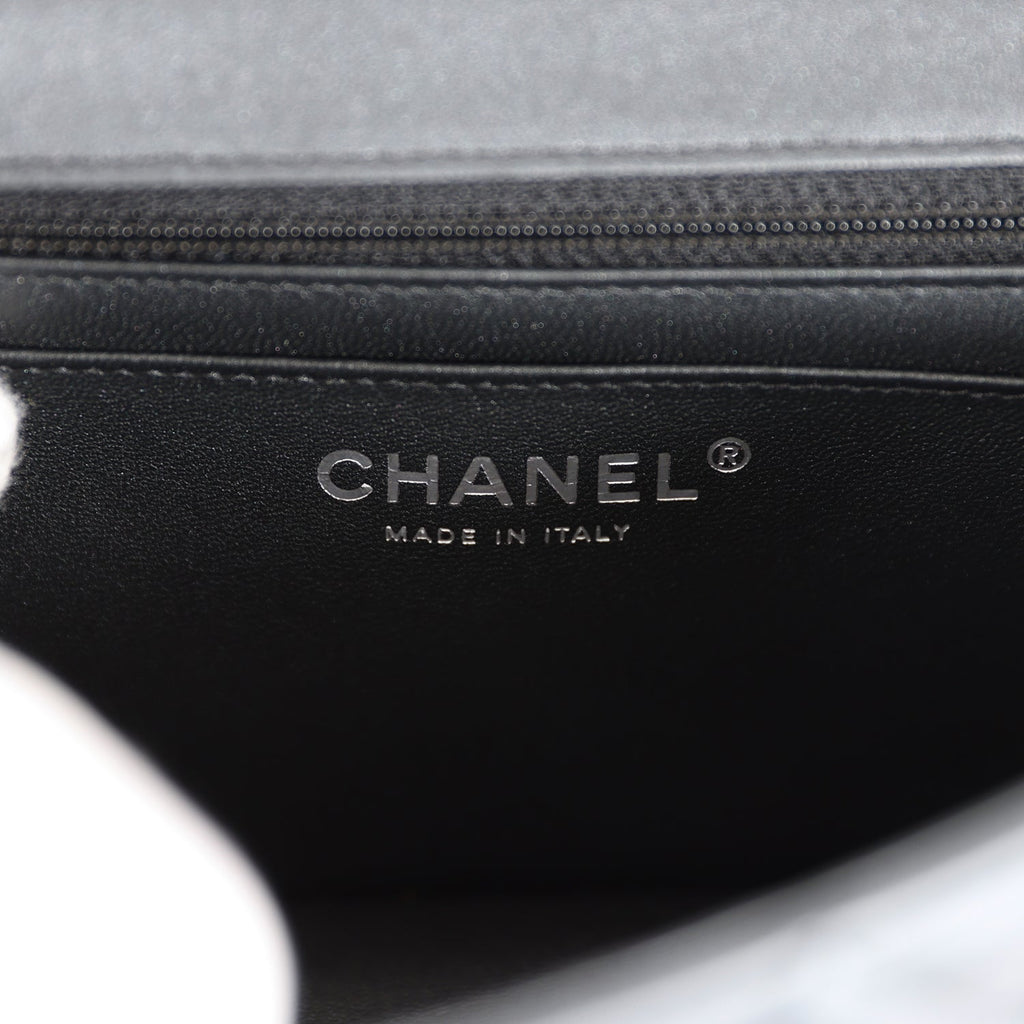 Chanel Mini Rectangular Flap So Black Iridescent Lambskin Black Hardware