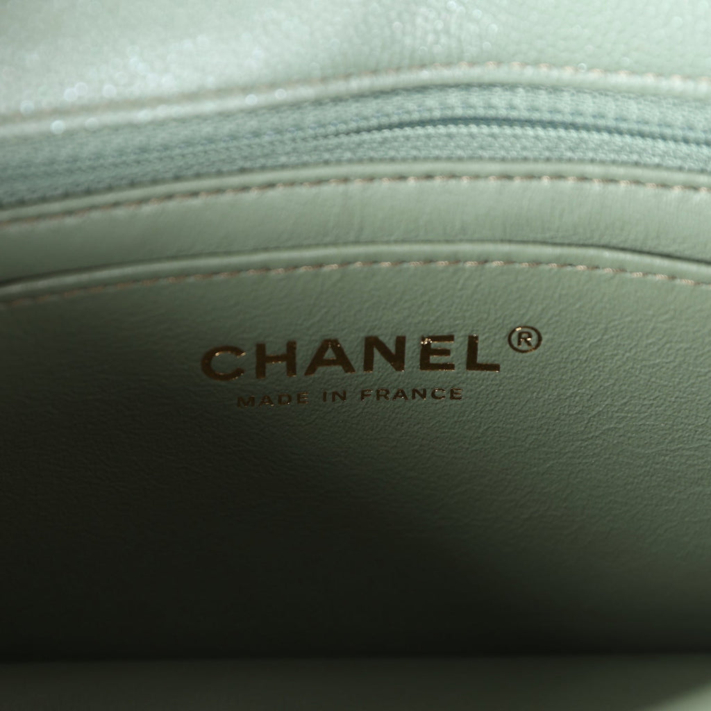 Chanel Mini Rectangular Flap Bag Olive Green Caviar Antique Gold Hardware