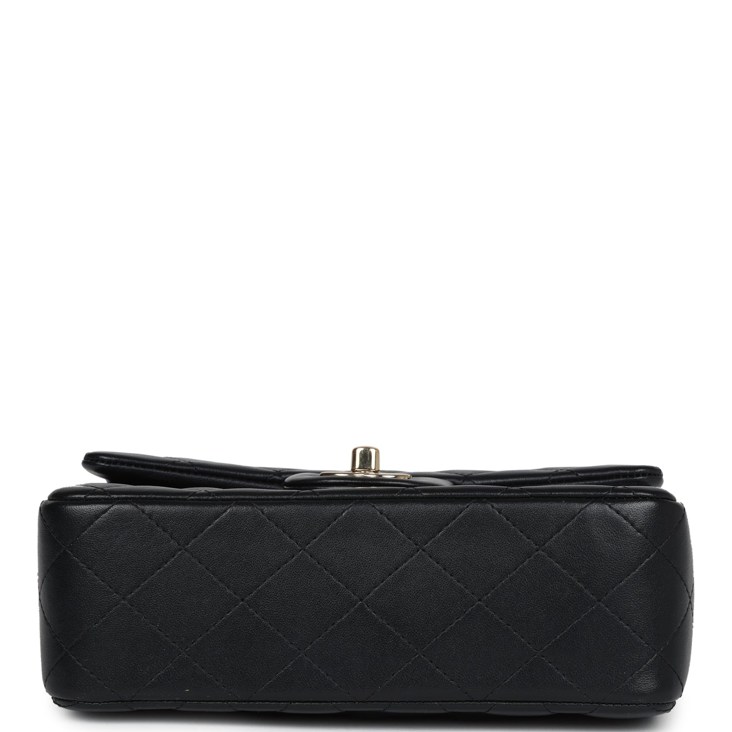 Chanel Mini Rectangular Flap with Top Handle Black Lambskin Light Gold Hardware