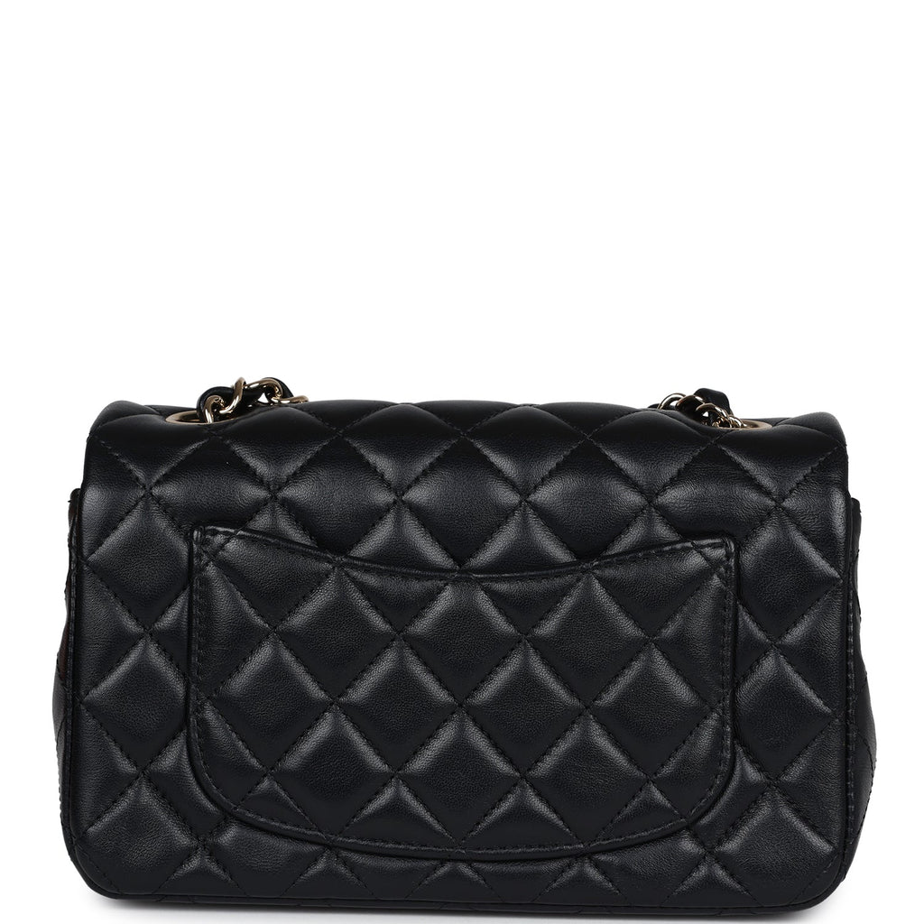 Chanel Mini Rectangular Flap Black Lambskin Light Gold Hardware