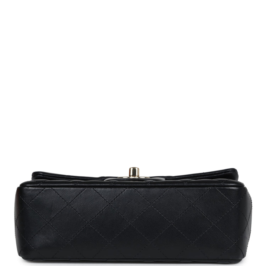 Chanel Mini Rectangular Flap Black Lambskin Light Gold Hardware