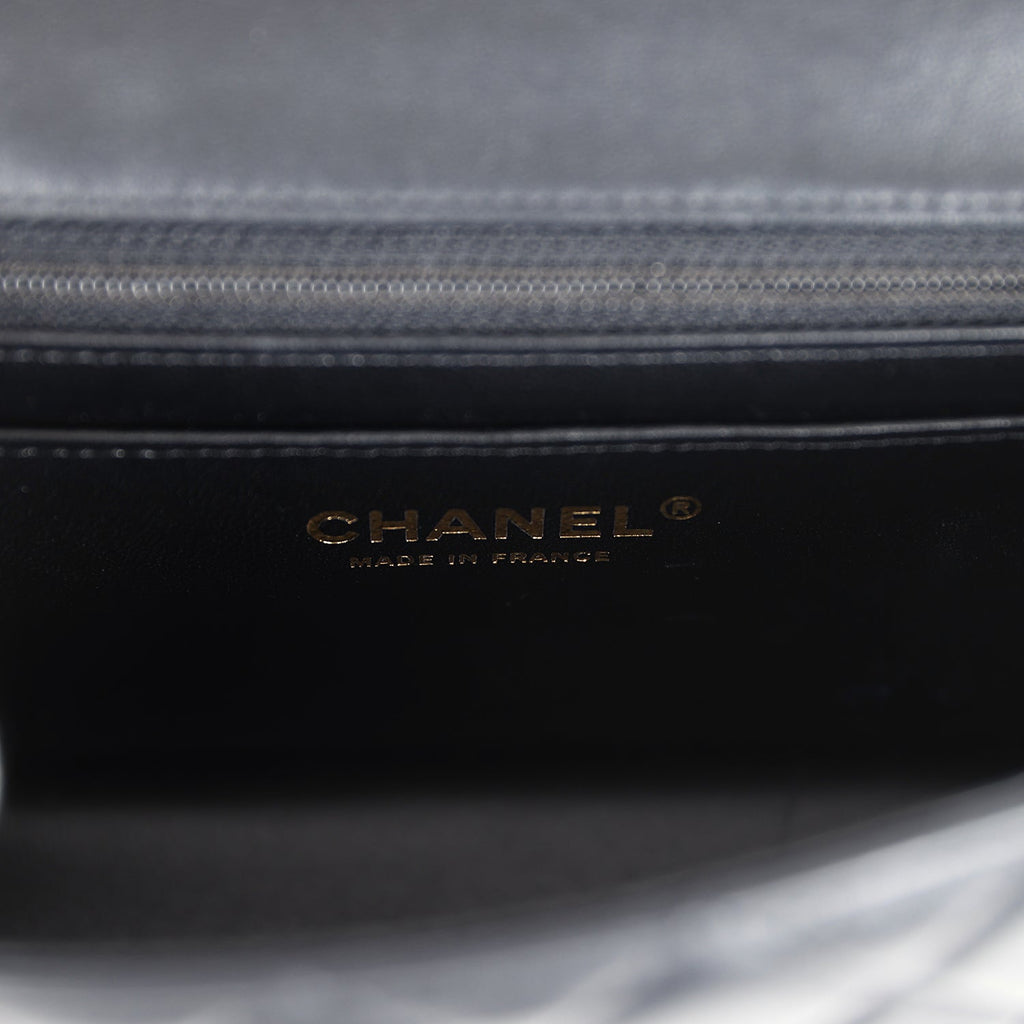 Chanel Mini Rectangular Flap Black Lambskin Light Gold Hardware