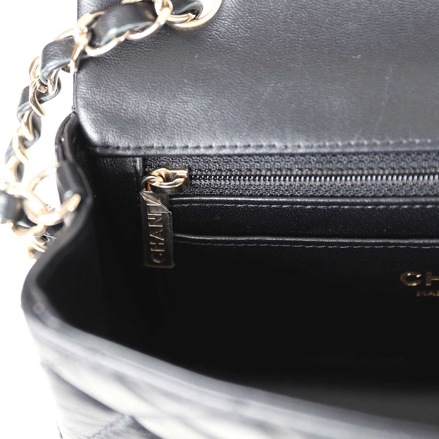 Chanel Mini Rectangular Flap Black Lambskin Light Gold Hardware