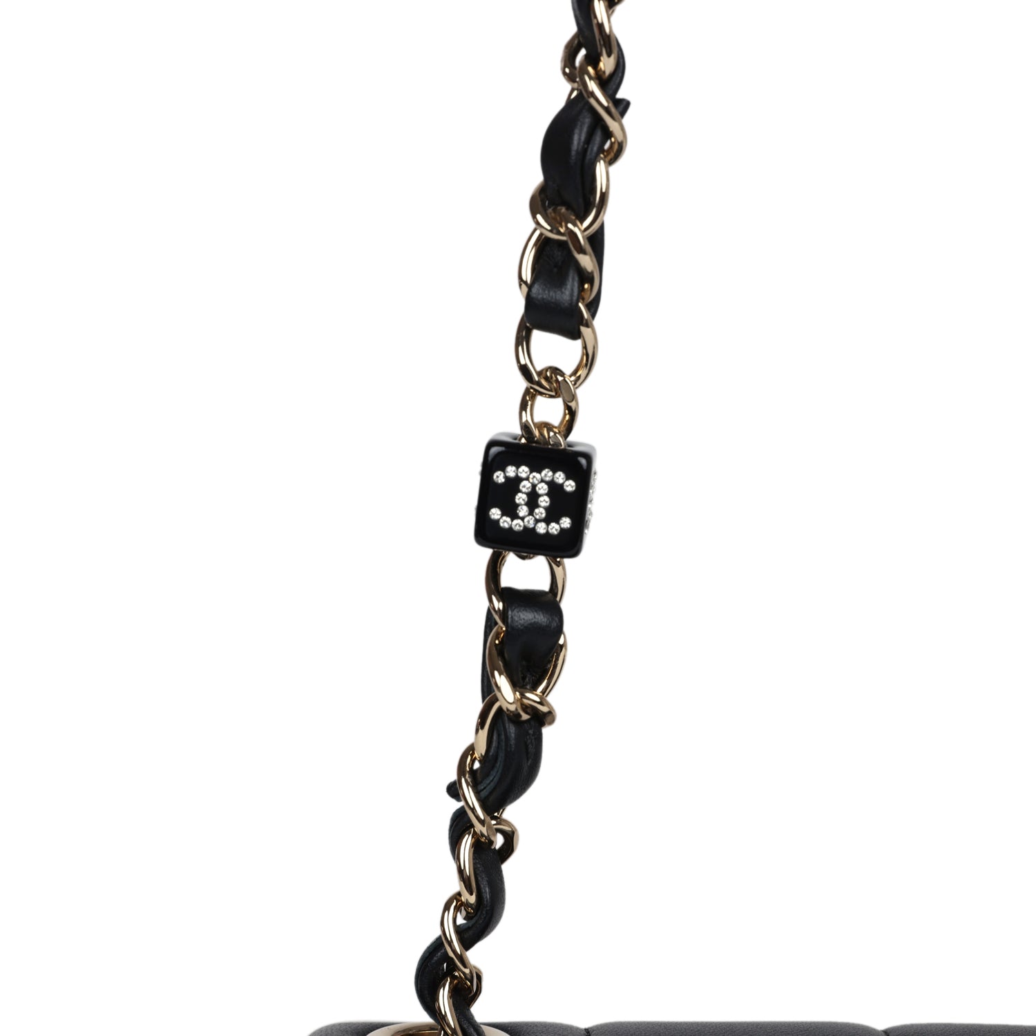 Chanel Monaco Mini Square Flap Bag Black Lambskin Light Gold Hardware
