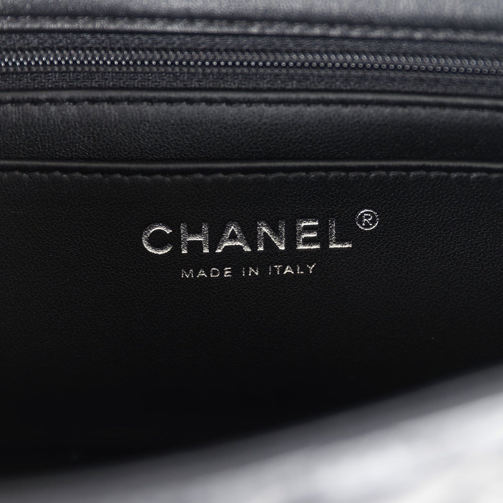 Chanel Mini Rectangular Top Handle Flap Bag So Black Lambskin Black Hardware