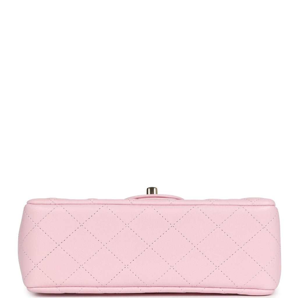 Chanel Mini Classic Rectangular Flap Bag Light Pink Lambskin Light Gold Hardware