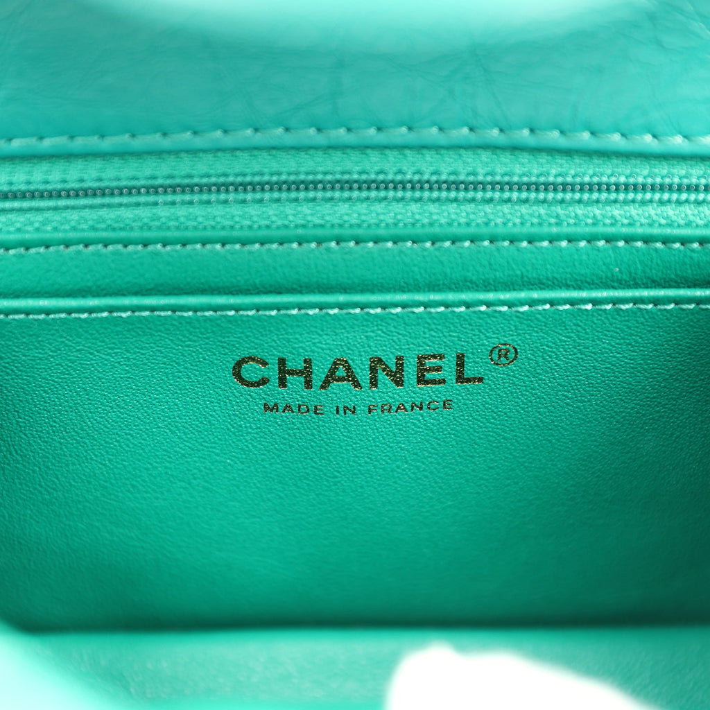 Chanel Mini Reissue 224 2.55 Flap Green Aged Calfskin Antique Gold Hardware