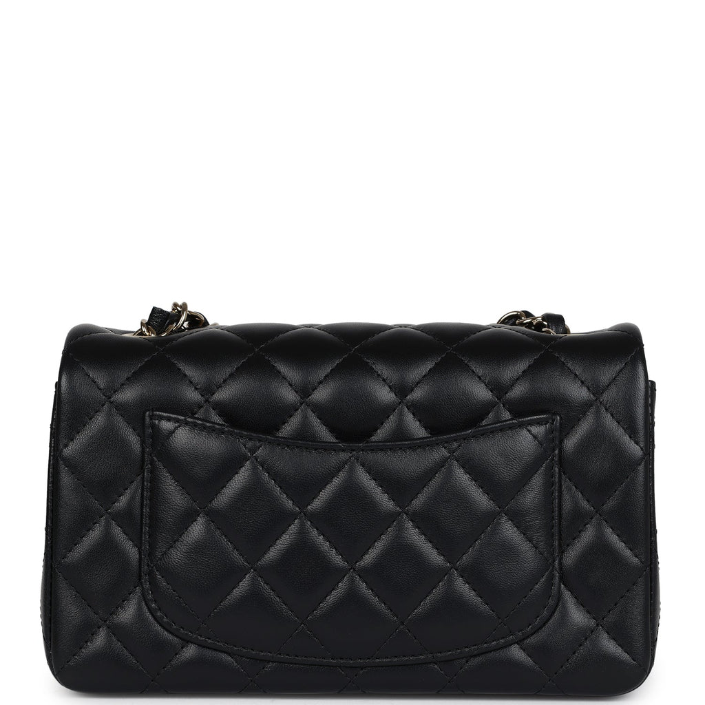 Chanel Mini Classic Rectangular Flap Bag Black Lambskin Light Gold Hardware