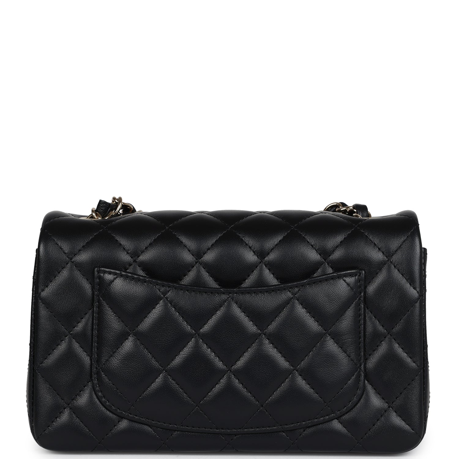 Chanel Mini Classic Rectangular Flap Bag Black Lambskin Light Gold Hardware