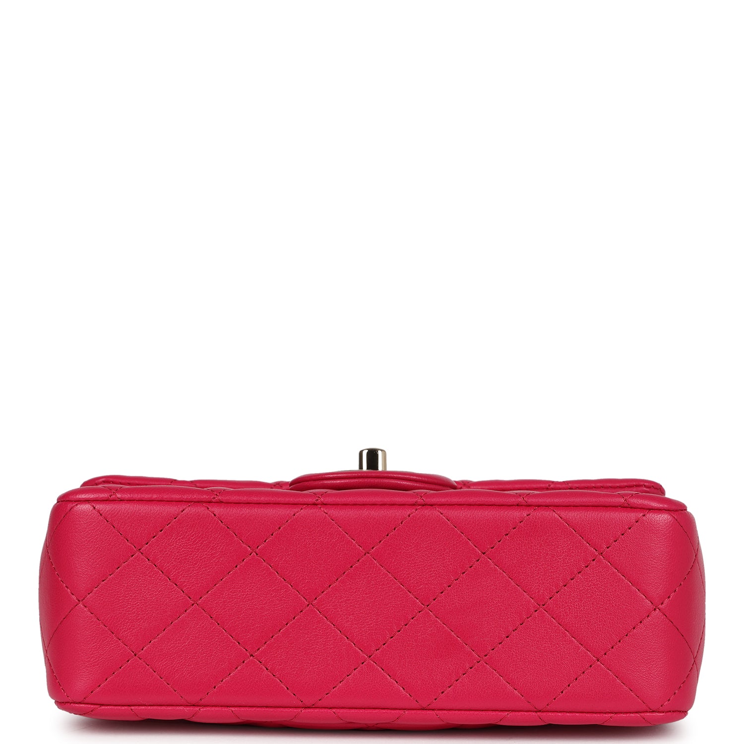 Chanel Mini Top Handle Rectangular Flap Bag Fuchsia Lambskin Light Gold Hardware