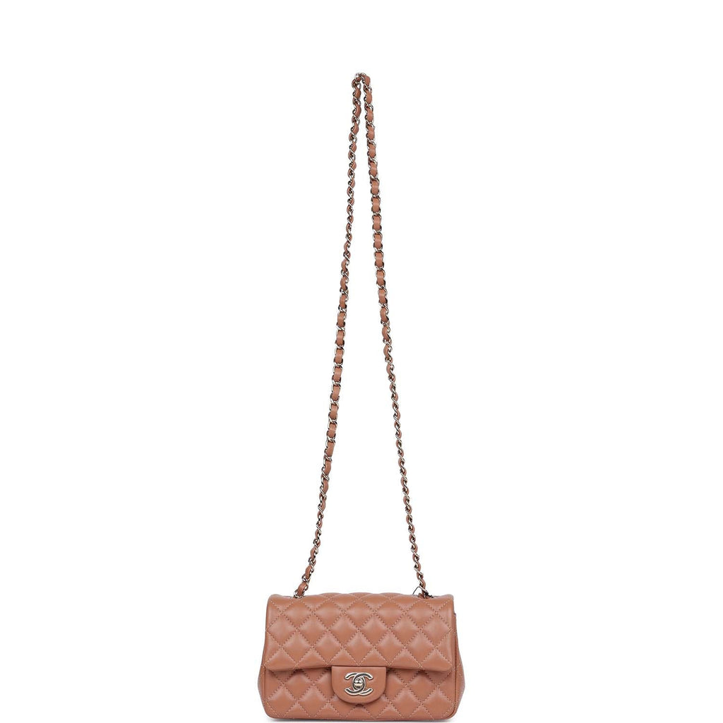 Chanel Mini Rectangular Flap Bag Caramel Lambskin Light Gold Hardware