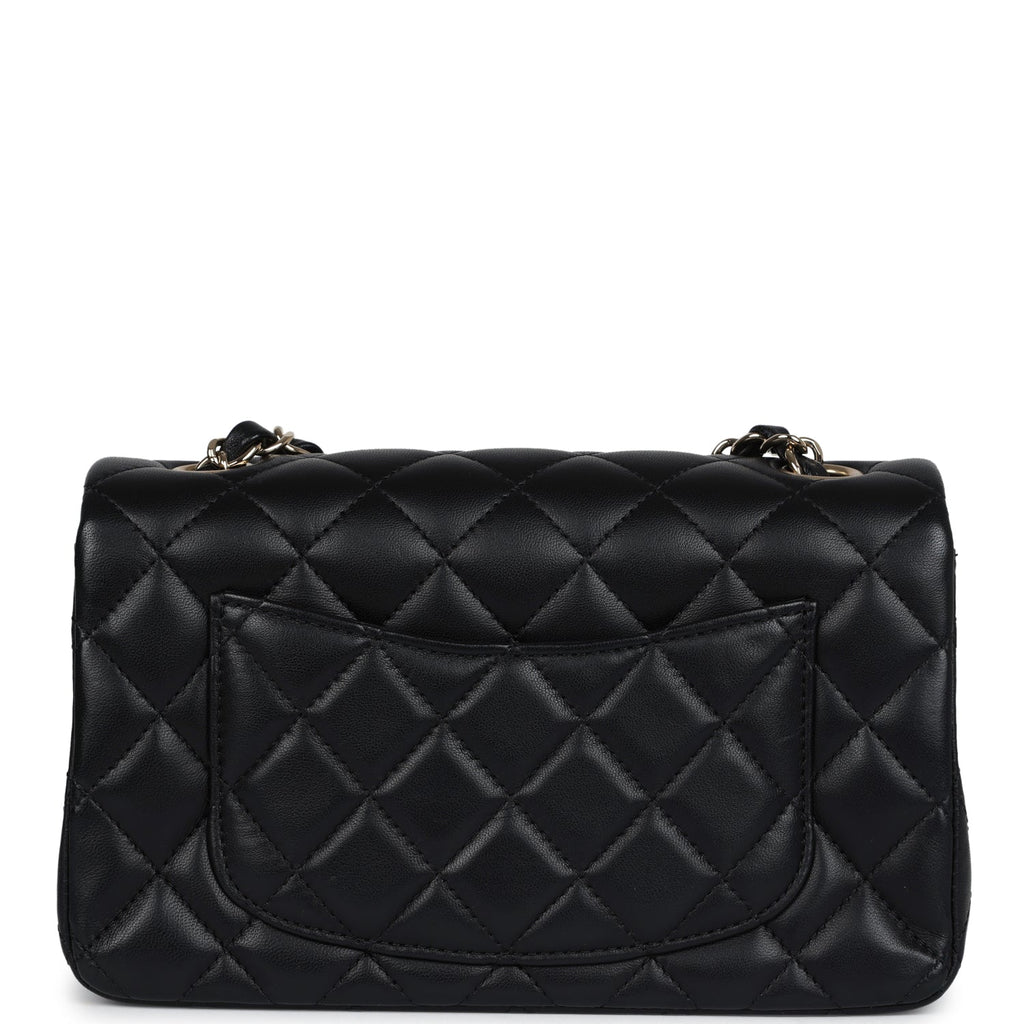 Chanel Mini Classic Rectangular Flap Bag Black Lambskin Light Gold Hardware