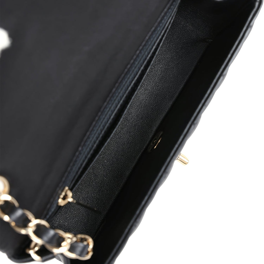 Chanel Mini Classic Rectangular Flap Bag Black Lambskin Light Gold Hardware