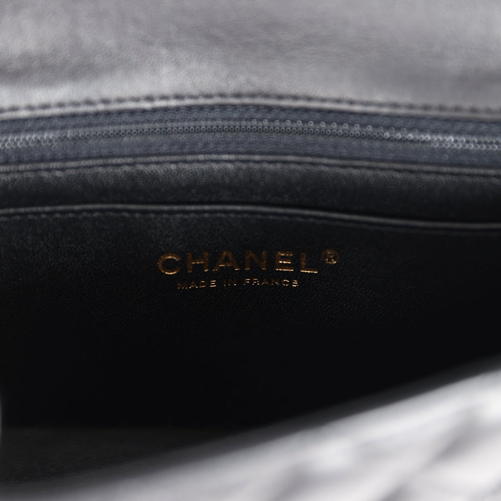 Chanel Mini Classic Rectangular Flap Bag Black Lambskin Light Gold Hardware