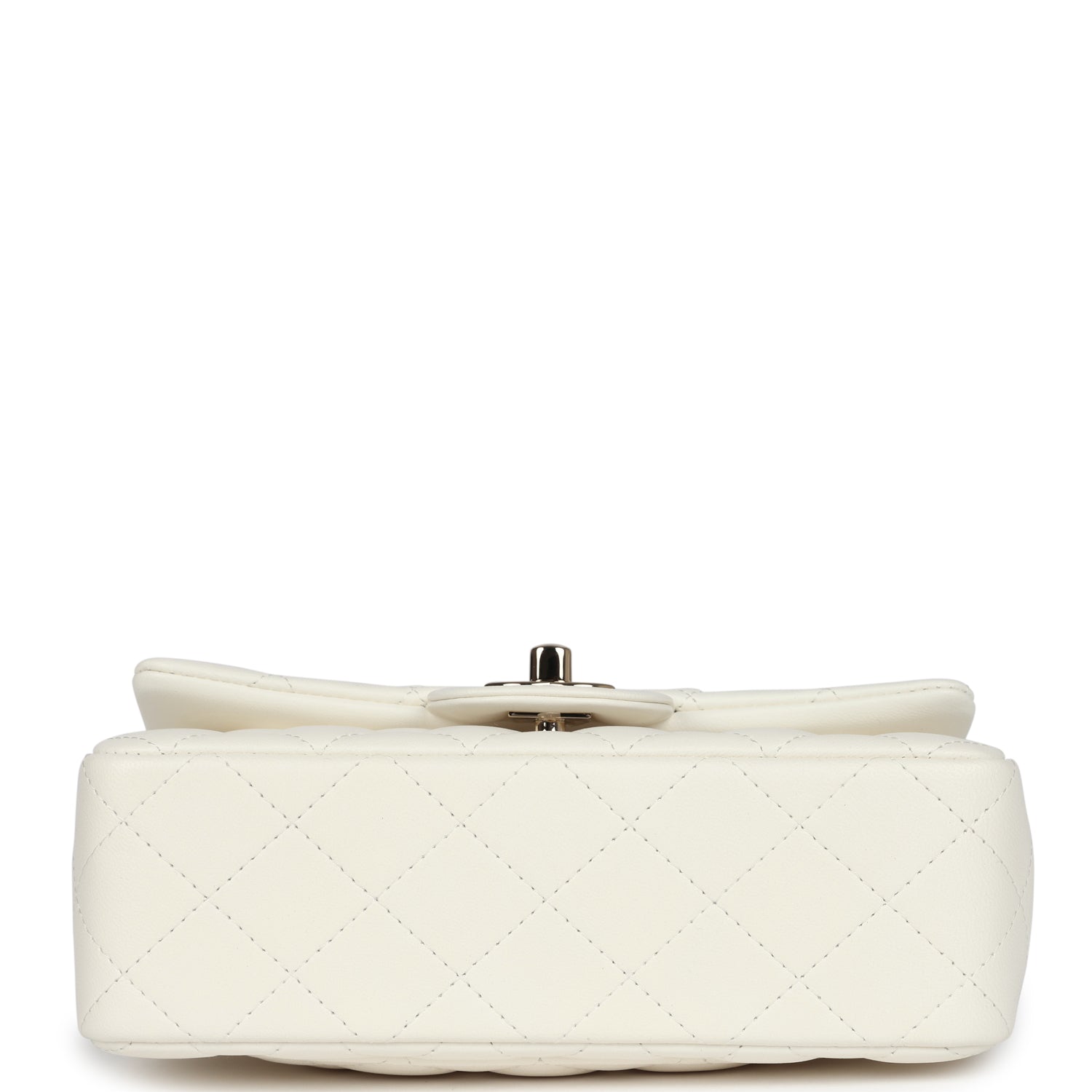 Chanel Mini Rectangular Flap Bag White Lambskin Light Gold Hardware