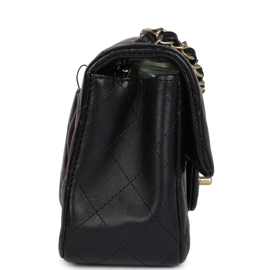 Chanel Mini Rectangular Flap Bag Black Lambskin Gold Hardware