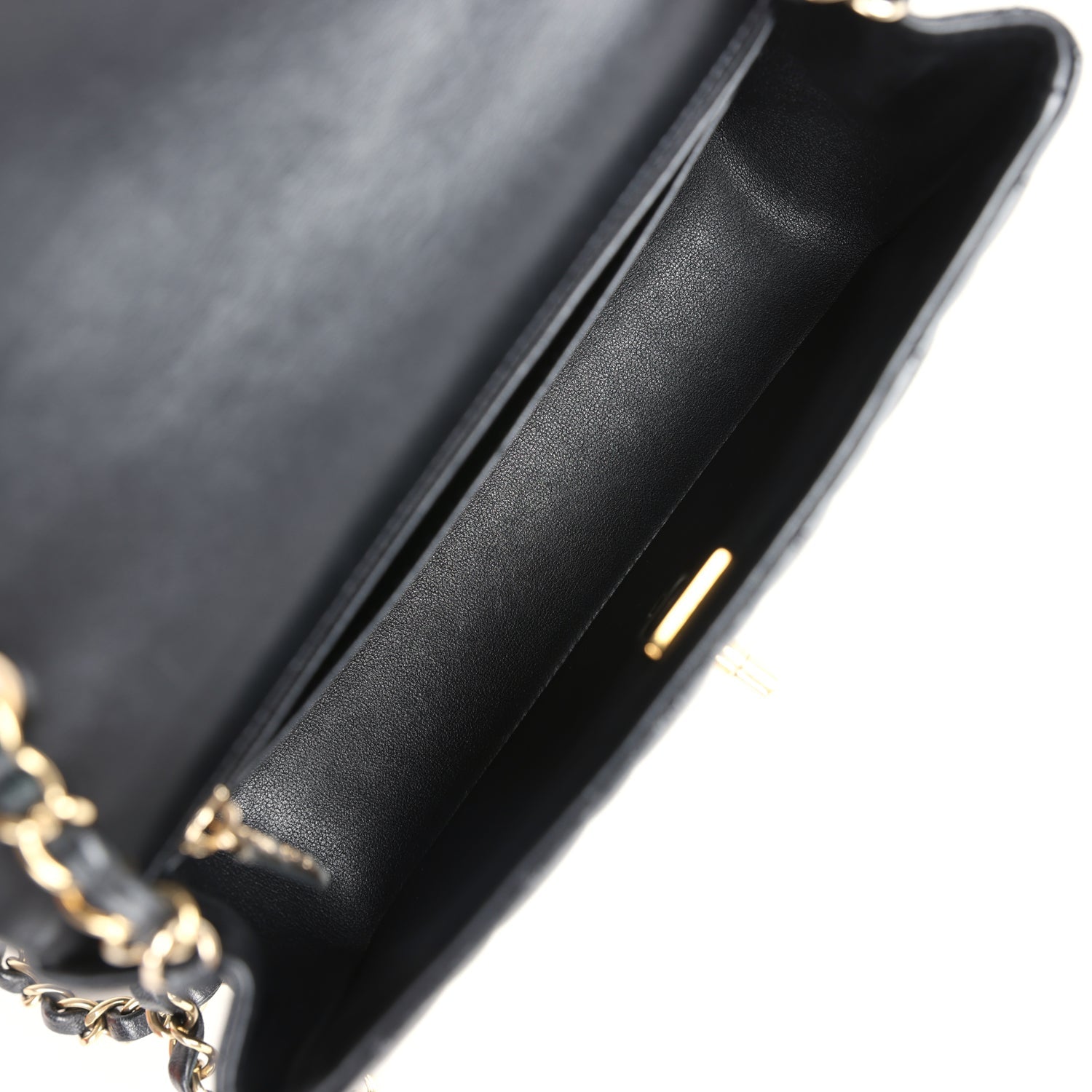 Chanel Mini Rectangular Flap Bag Black Lambskin Gold Hardware