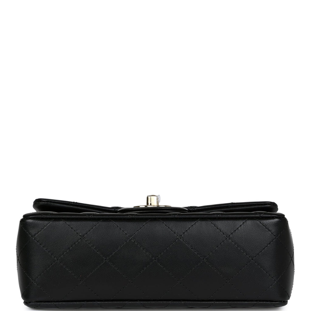 Chanel Mini Classic Rectangular Flap Bag Black Lambskin Light Gold Hardware