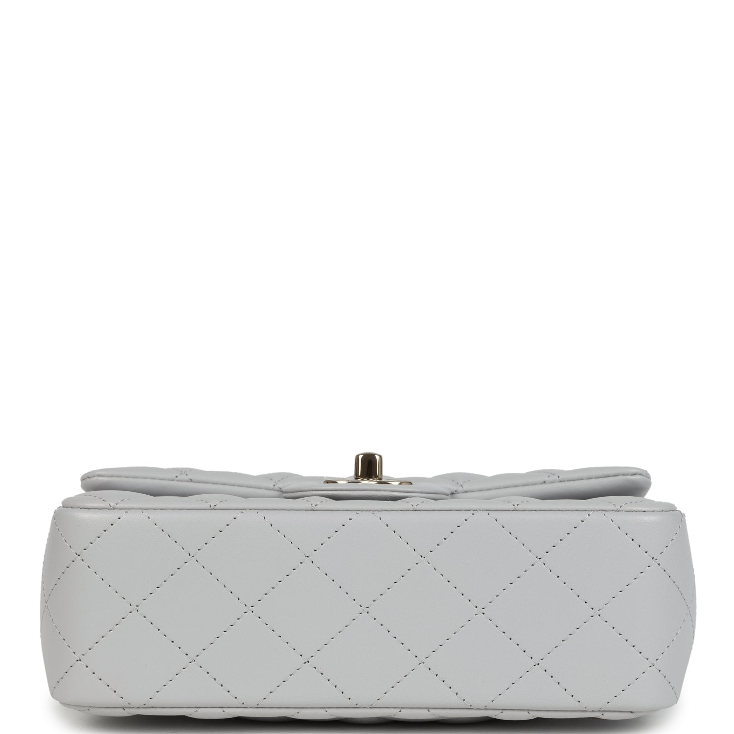Chanel Mini Rectangular Flap Bag with Top Handle Light Grey Lambskin Light Gold Hardware