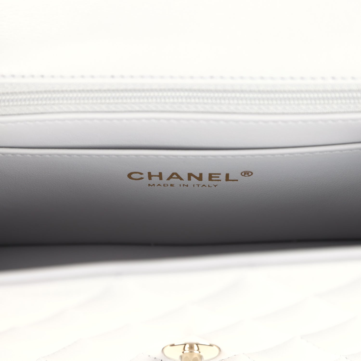 Chanel Mini Rectangular Flap Bag with Top Handle Light Grey Lambskin Light Gold Hardware