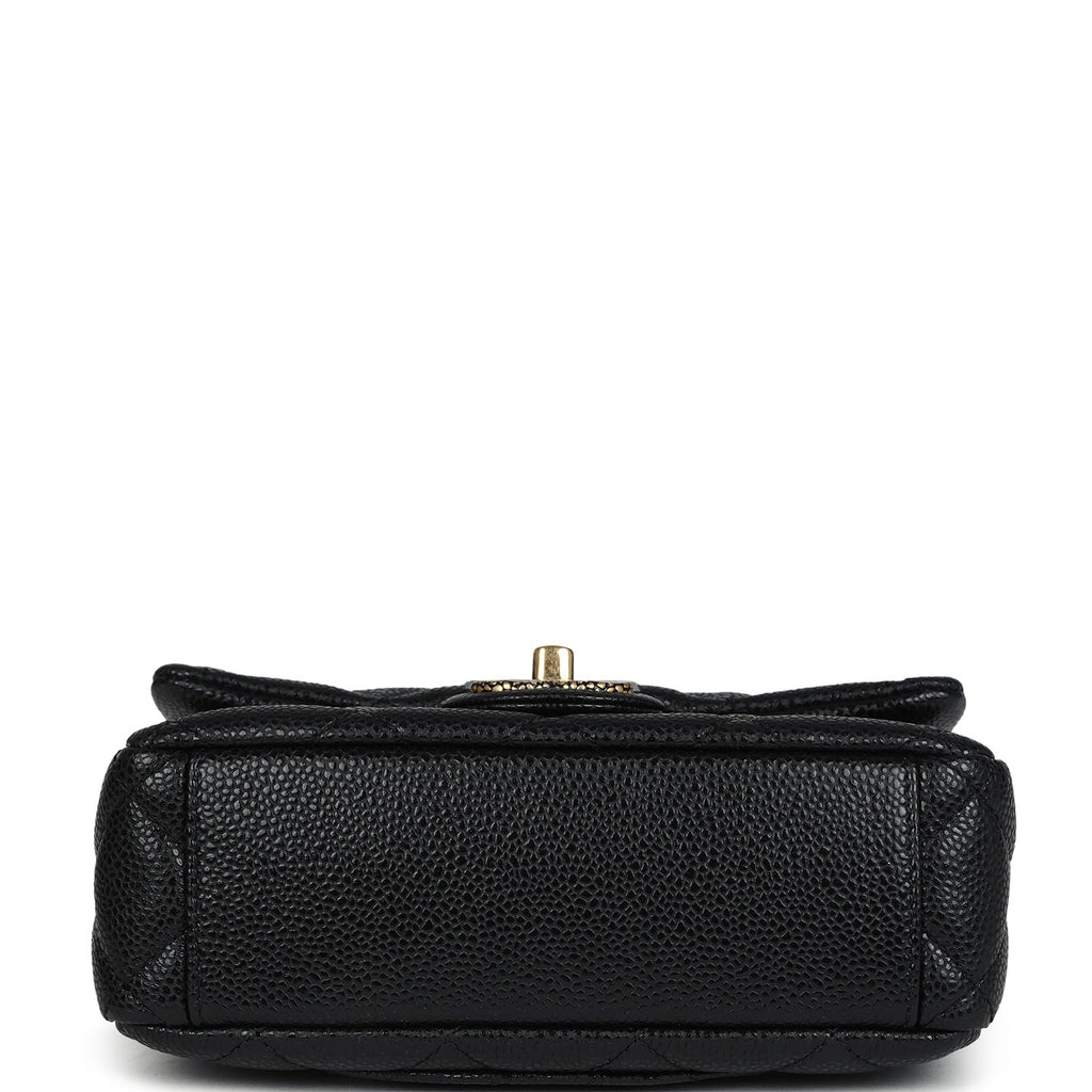 Chanel Mini Rectangular Flap Bag Black Shiny Caviar Gold Hardware