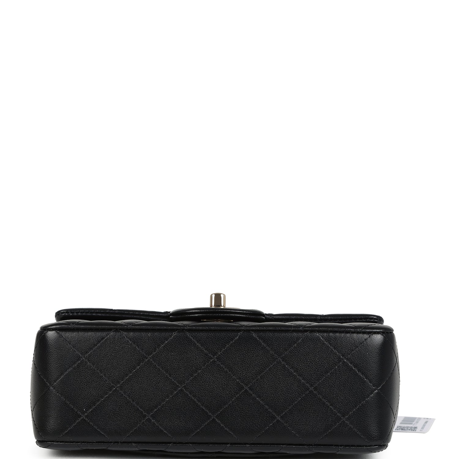Chanel Mini Rectangular Top Handle Flap Bag Black Lambskin Light Gold Hardware