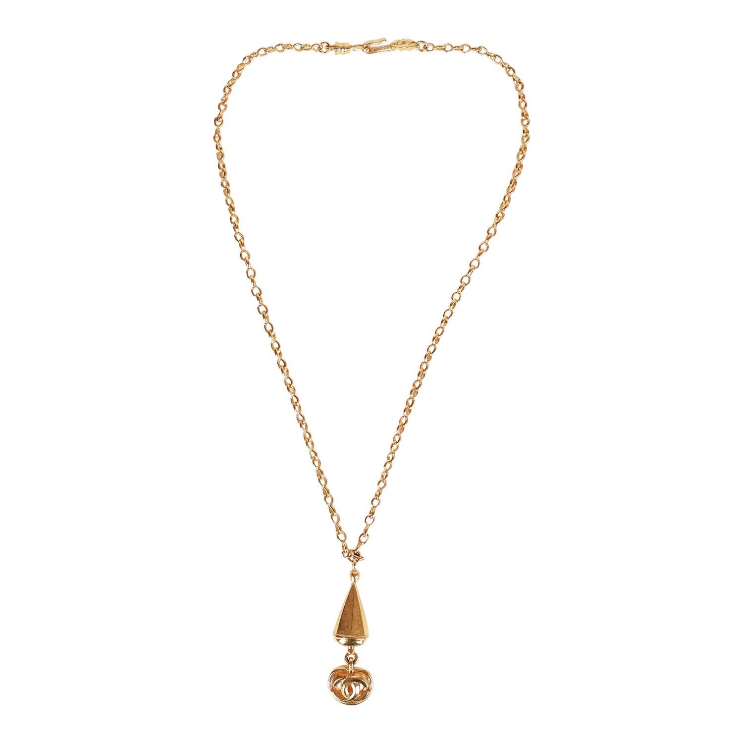 Chanel Vintage Gold Plated Interlocking CC Necklace