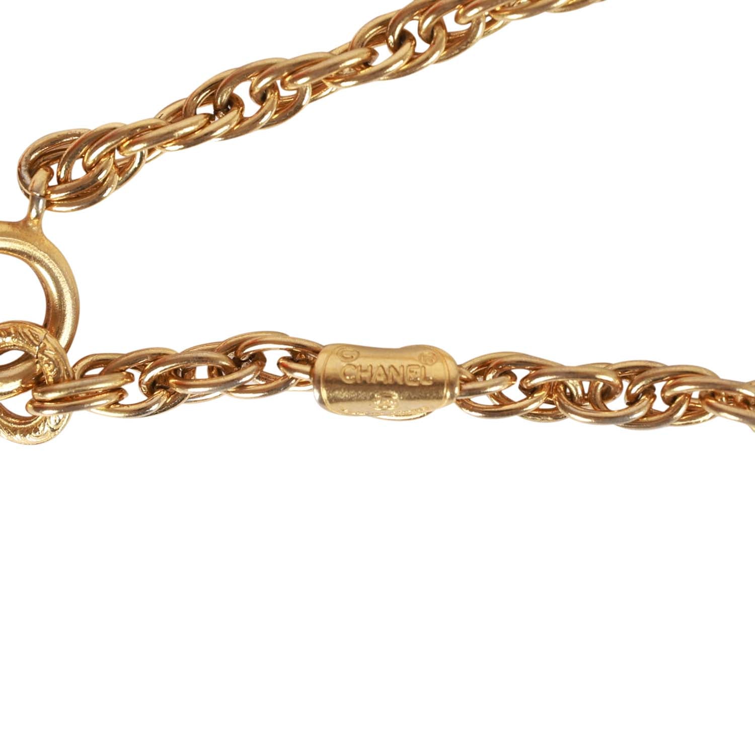 Chanel Vintage Gold Interlocking CC Hanging Pendant Necklace