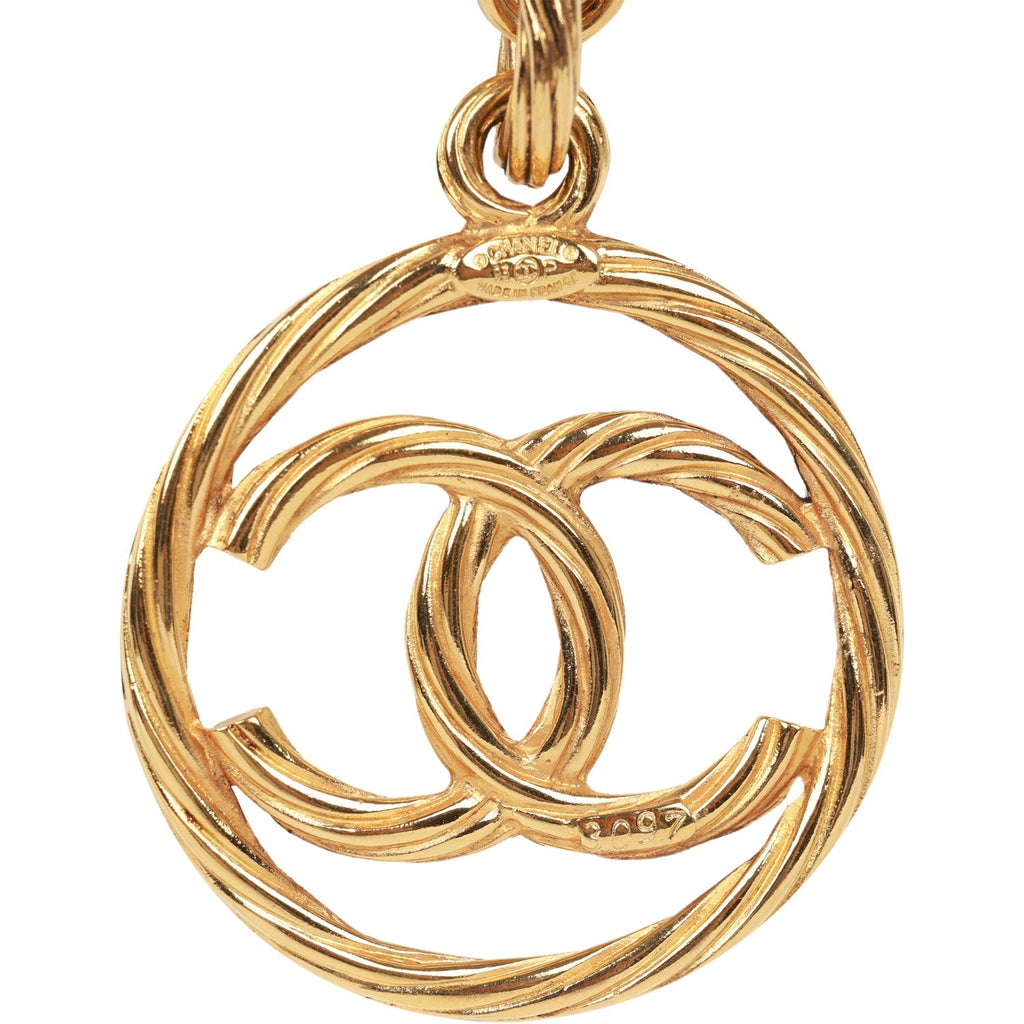 Chanel Vintage Gold Plated Encircled CC Long Necklace