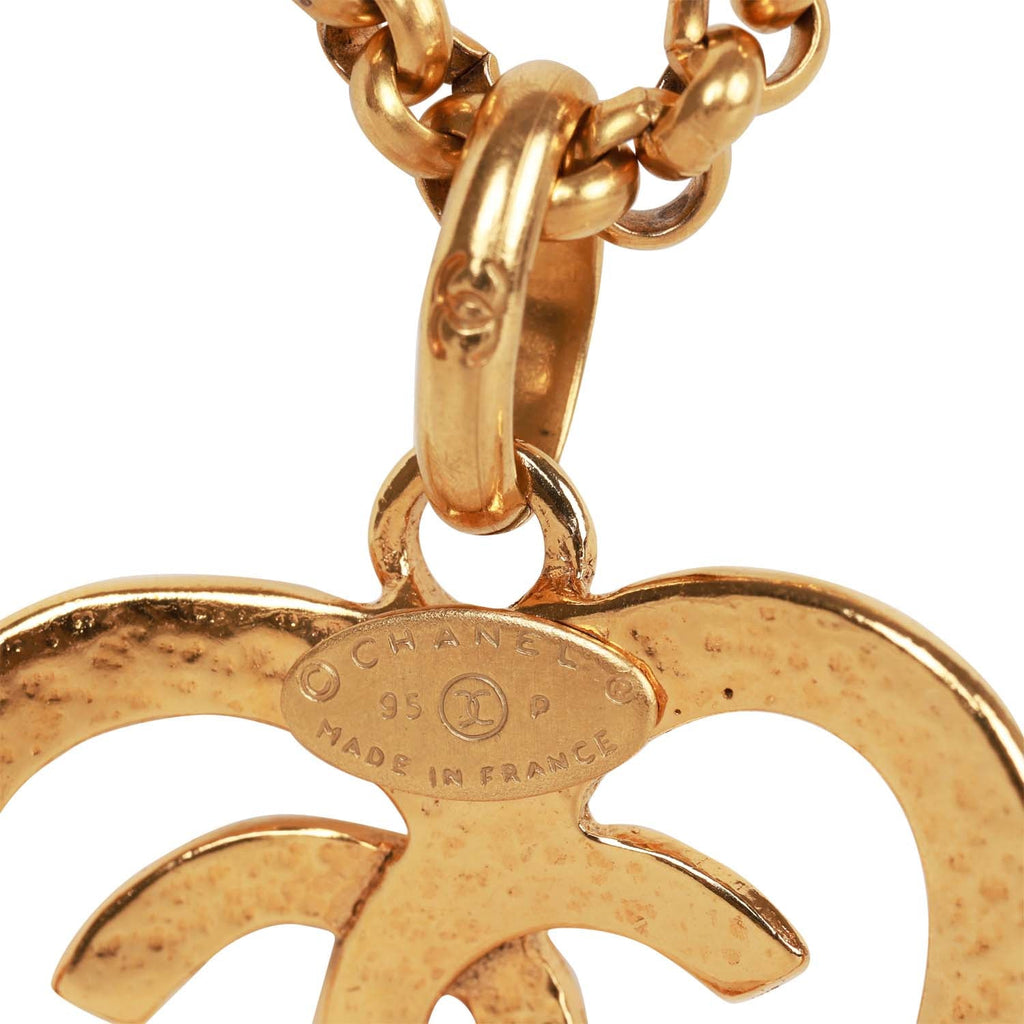 Chanel Vintage Gold CC Heart Pendant Necklace