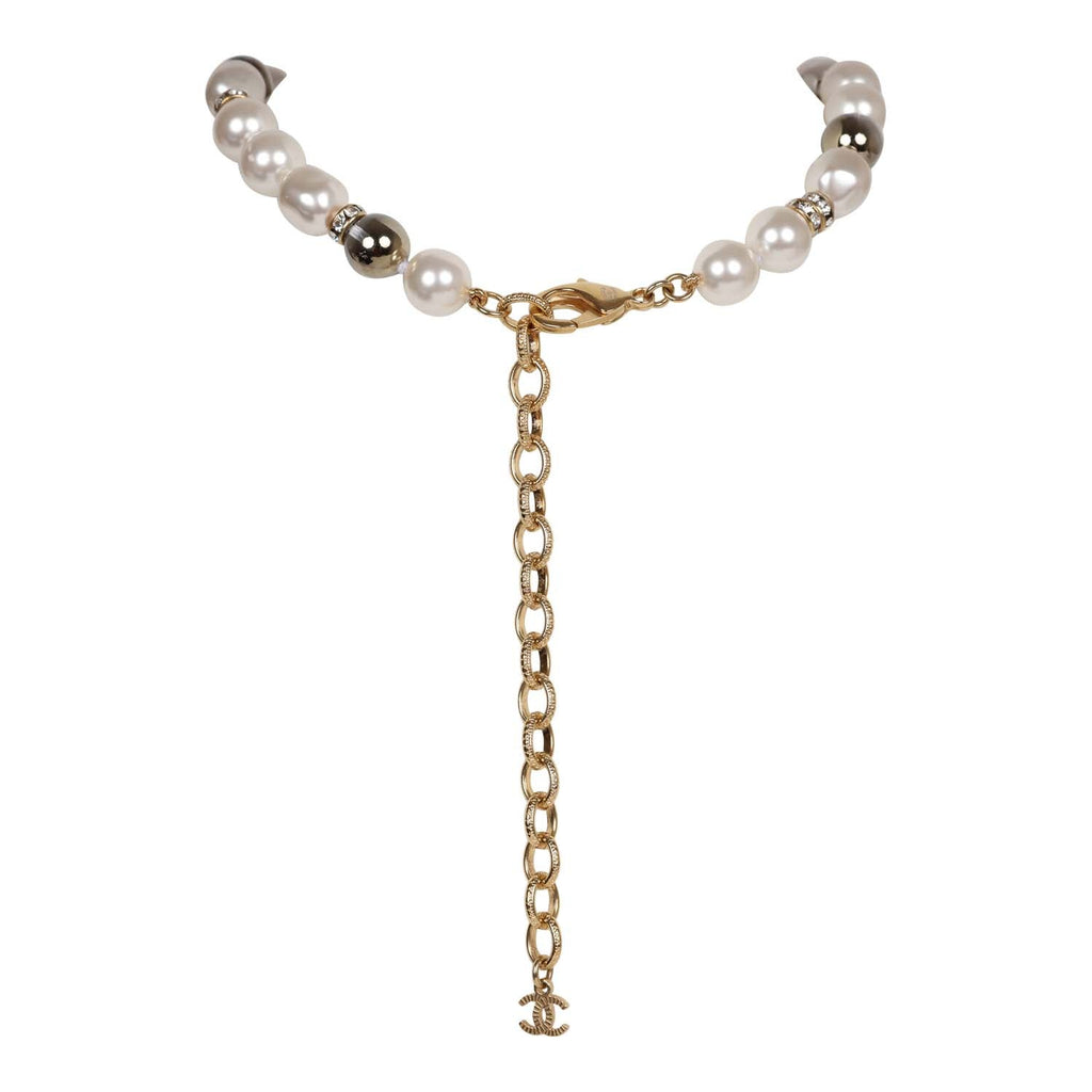 Chanel Pearl Choker with Clear Gripoix, Strass, and Gold