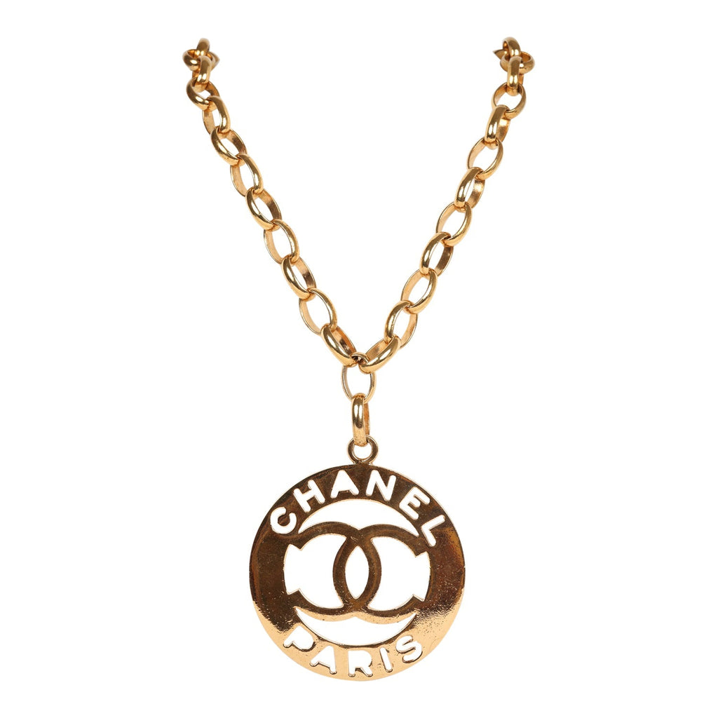 Chanel Vintage 24K Gold Plated CC Paris Jumbo Medallion