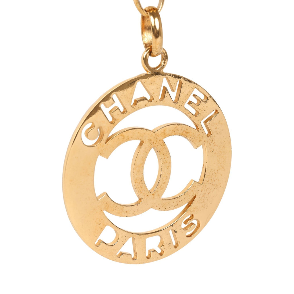 Chanel Vintage 24K Gold Plated CC Paris Jumbo Medallion