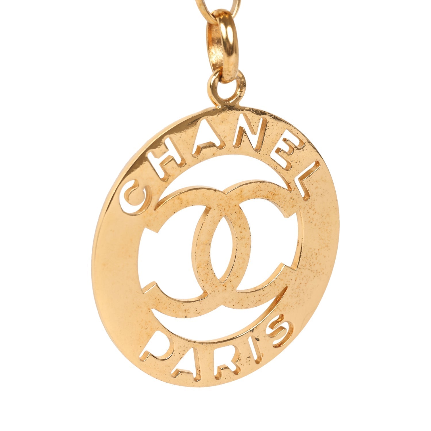 Chanel Vintage 24K Gold Plated CC Paris Jumbo Medallion
