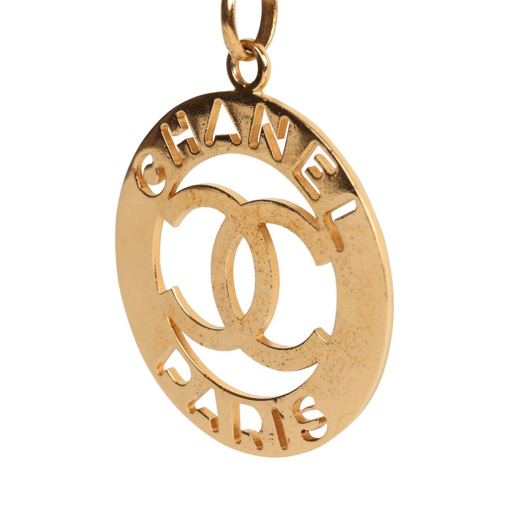Chanel Vintage 24K Gold Plated CC Paris Jumbo Medallion
