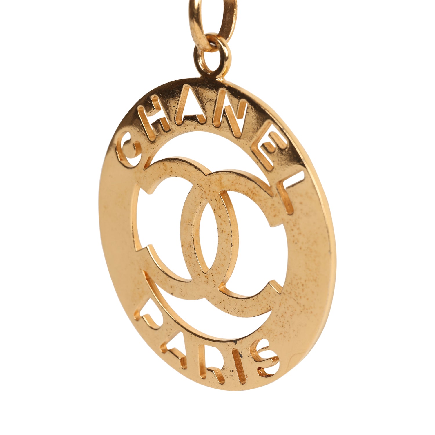 Chanel Vintage 24K Gold Plated CC Paris Jumbo Medallion