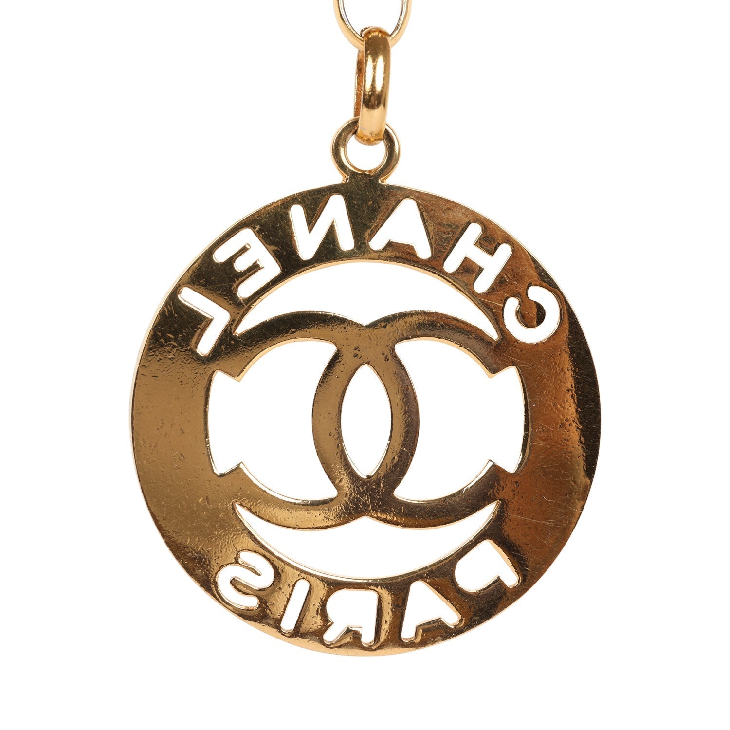 Chanel Vintage 24K Gold Plated CC Paris Jumbo Medallion