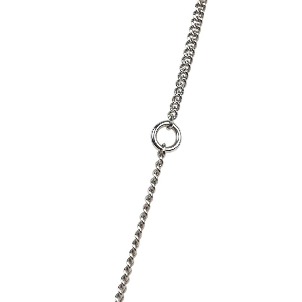 Chanel Silver CC Crystal Choupette Cat Emoji Pendant Necklace