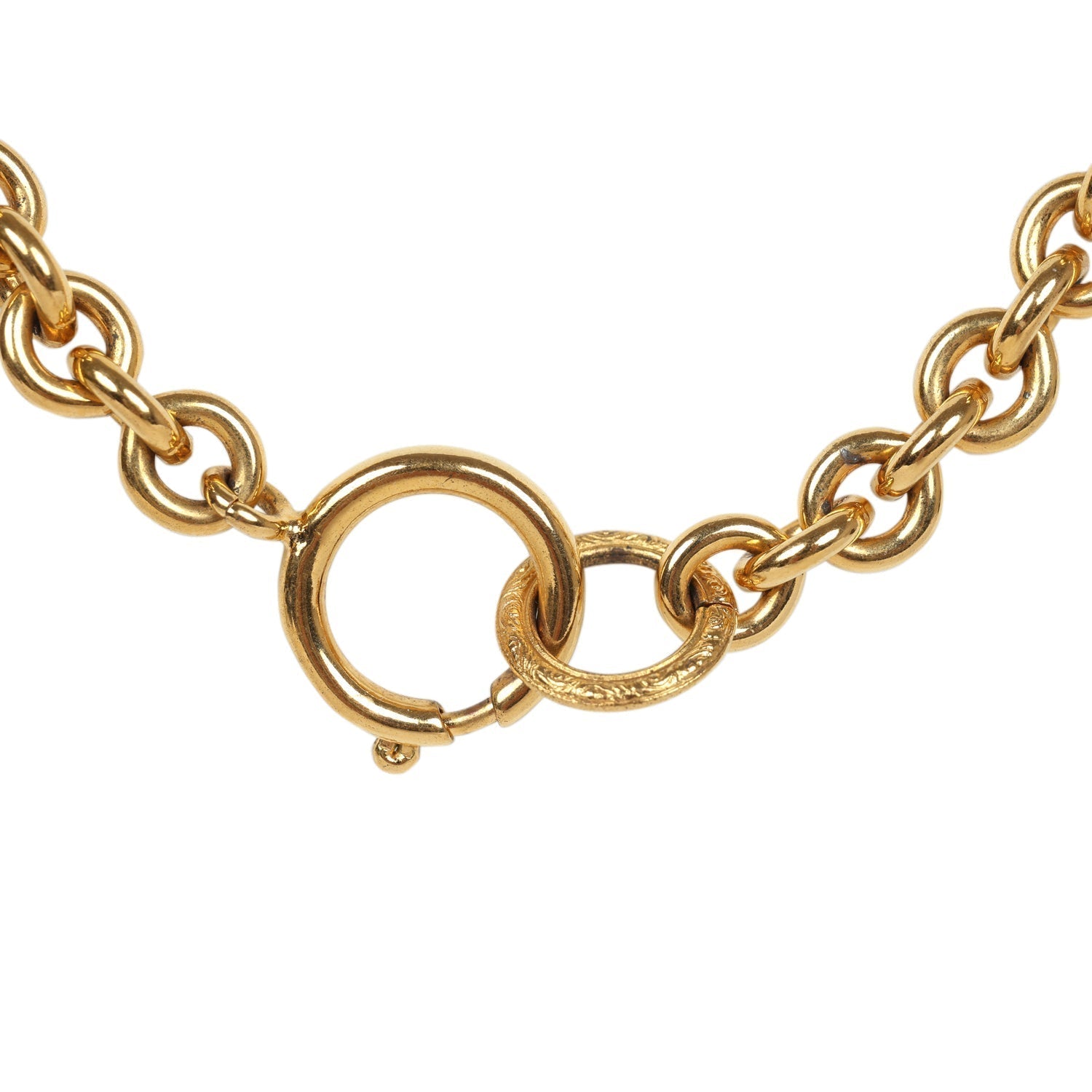 Chanel Vintage 24K Gold Plated Gold CC Heart Pendant Necklace
