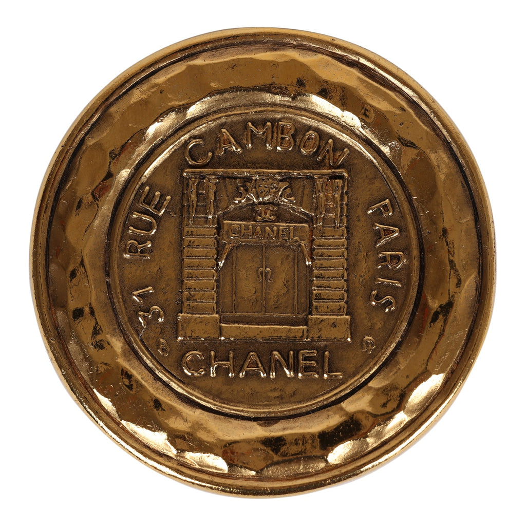 Chanel Vintage Rue Cambon Brooch Gold Metal